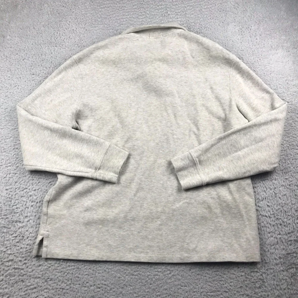 Polo Ralph Lauren 1/4 Zip Pullover Mens XL Gray Cotton Knit Navy Pony Sweater